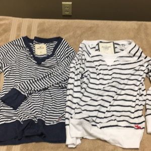 2 shirts 1 is Abercrombie 1 is holister